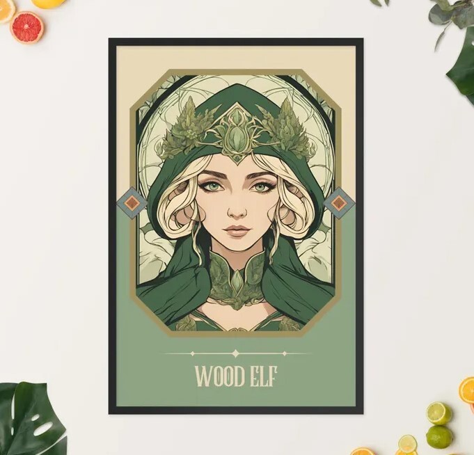 Wood Elf Art Nouveau Tarot Woman Fantasy Art Print