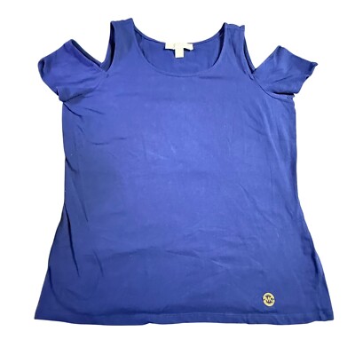 Michael Kors Cold Shoulder Top Casual Everyday Blue Top Size Large