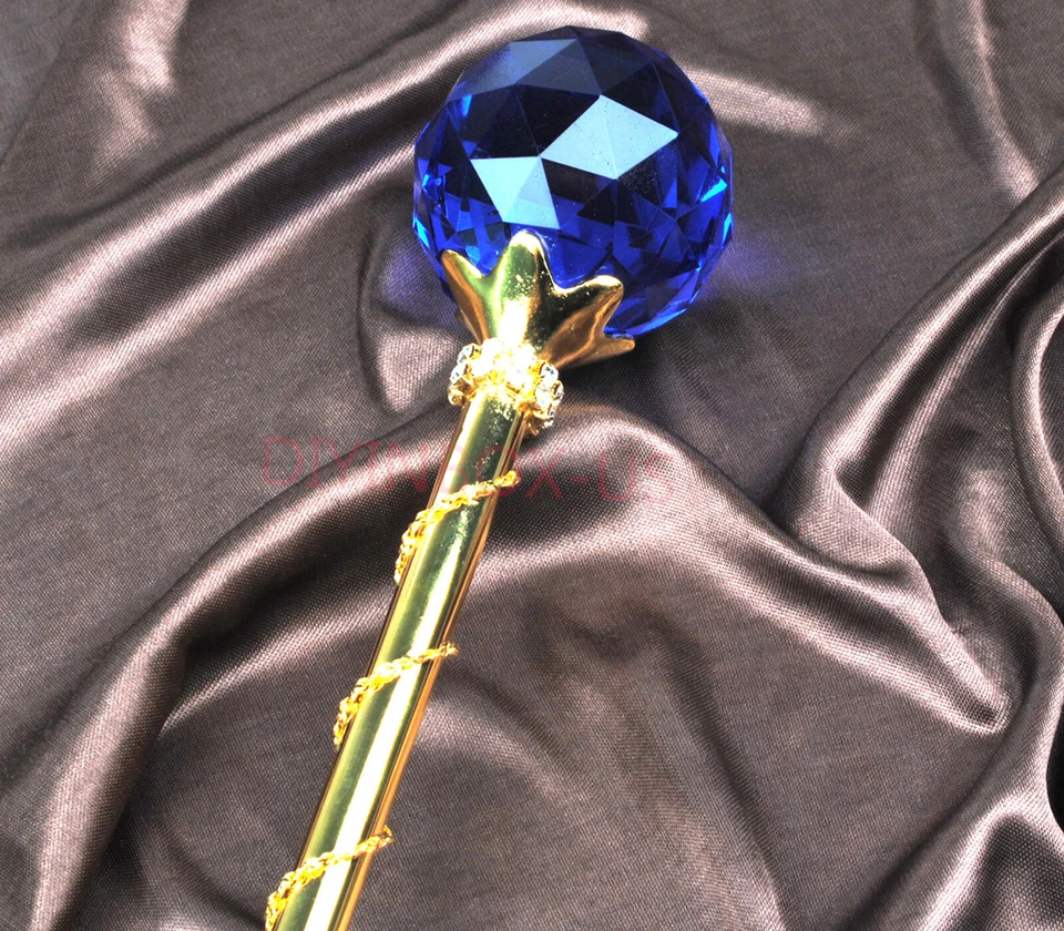 Sea Blue Crystal Scepters Wand Pageant Bridal Sceptre Party Prop Accessories - Image 2 of 4