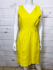 J Crew Womens Dress Size 6 Yellow V-Neck Lined Sleeveless Back Zip