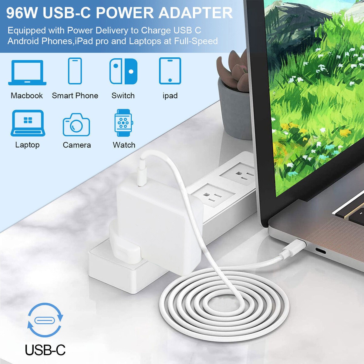 96W AC Adapter Type C USB-C Charger For MacBook Pro 16'' 15 96W AC Adapter Type C USB-C Charger For MacBook Pro 16'' 15