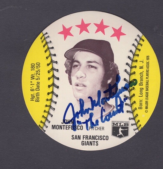 John Montefusco San Francisco Giants 1976 ISALY'S/SWEET WILLIAMS DISCS AUTO GIANTS BECKETT LOA 