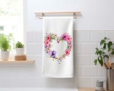 Floral Heart Kitchen Tea Towel Flour Sack Towel Decorative Hand Towel Dish towel