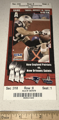 8/18/2005 New Orleans Saints New England Patriots Game A Ticket