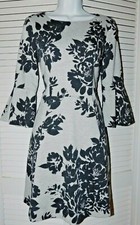Vince Camuto Size 4 Multicolor Gray Black Bell Sleeve Womens Stretch Knit Dress