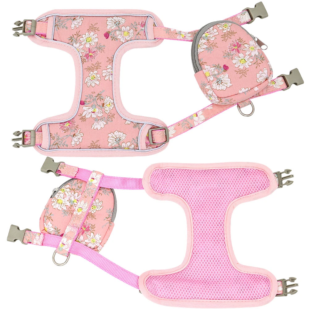 Dog Harness&Leash&Treat Bag Mesh Reflective Pet Puppy Cat Walking Harness Vest