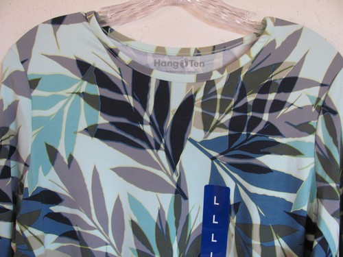 Hang Ten Long Sleeve Sun Tee-Rash Guard-UPF 50+-Quick Dry-Pocket-Mint-Sz L-NWT - Picture 10 of 12