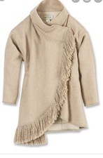 Women Large Orvis Alpaca Fringe Detail Double Face Coat Jacket Msrp $450