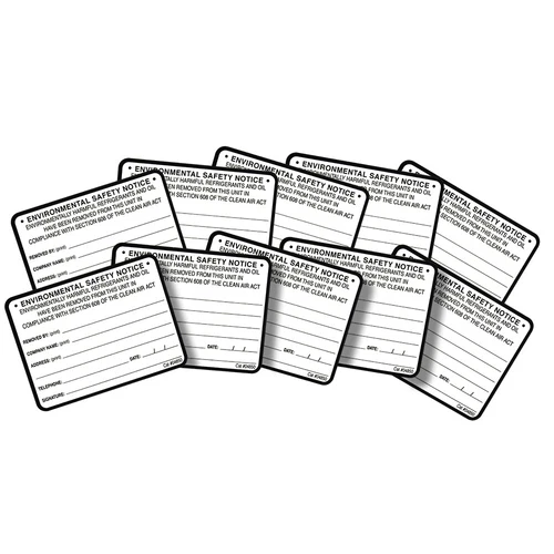 Refrigerant Removed Labels (Pack of 10)