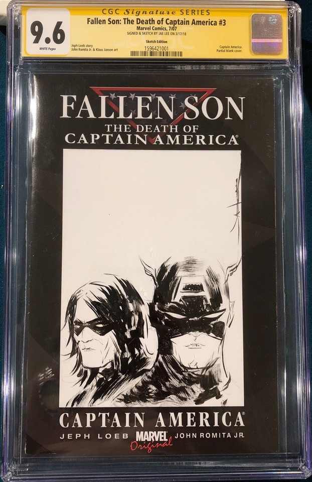 JAE LEE ORIGINAL Sketch Art CGC 9.6 CAPTAIN AMERICA Signed AVENGERS BUCKY CBCS Comic Art