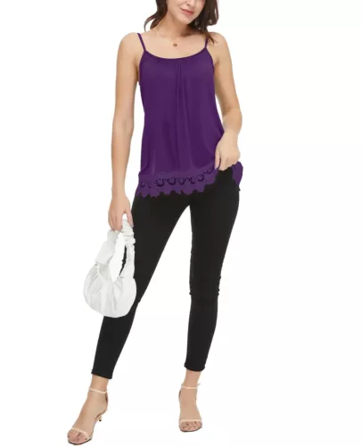 Women with Built in Bra Flowy Shelf Bra Tank Top Padded Adjustable Straps Cami - Picture 16 of 36