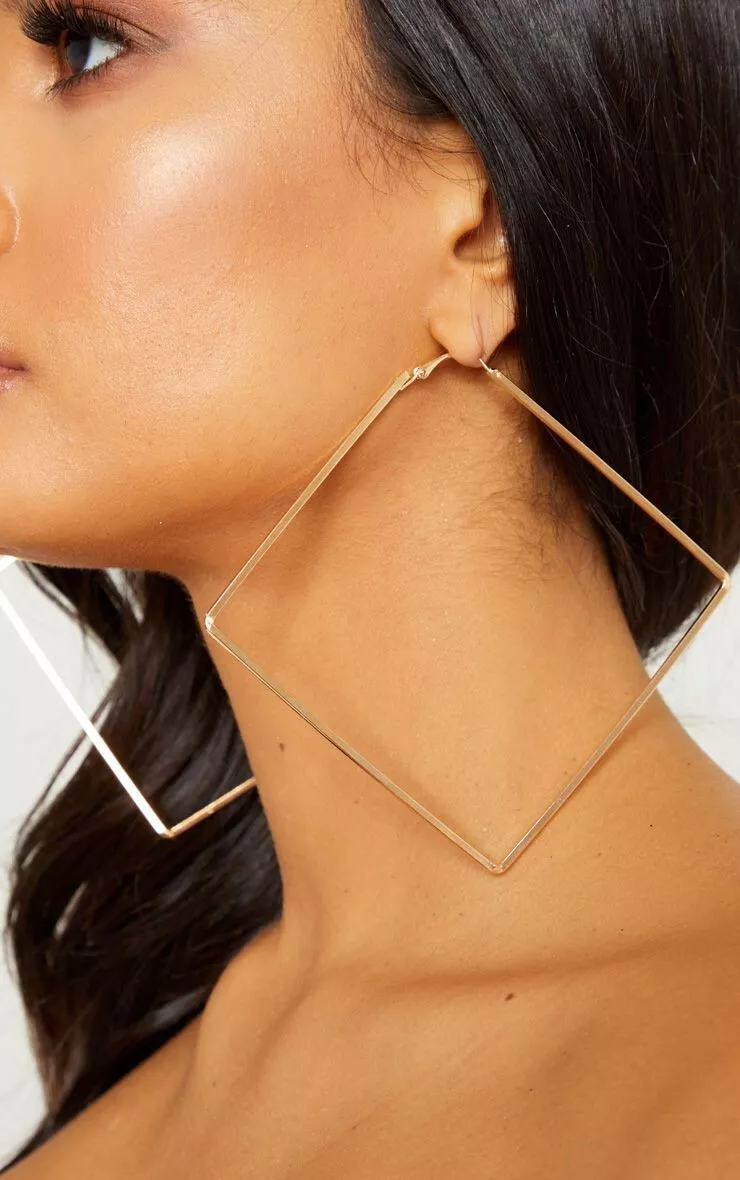 Big square hoop earrings sale