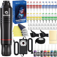 Professional Tattoo Machine Kit with Rotary Pen, Power Supply Ink Set