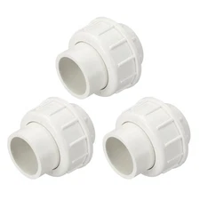 3Pcs 3/4" Union Coupling Pipe Fitting, SCH40 Socket Slip Union Adapter
