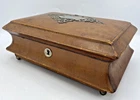 Antique french jewelry box 19th century leather metal ornament