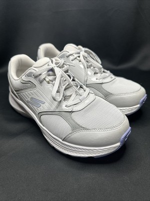Sketchers GoRun 2.0 Woman s Running Shoes Size 10 Silver White Lavender EC