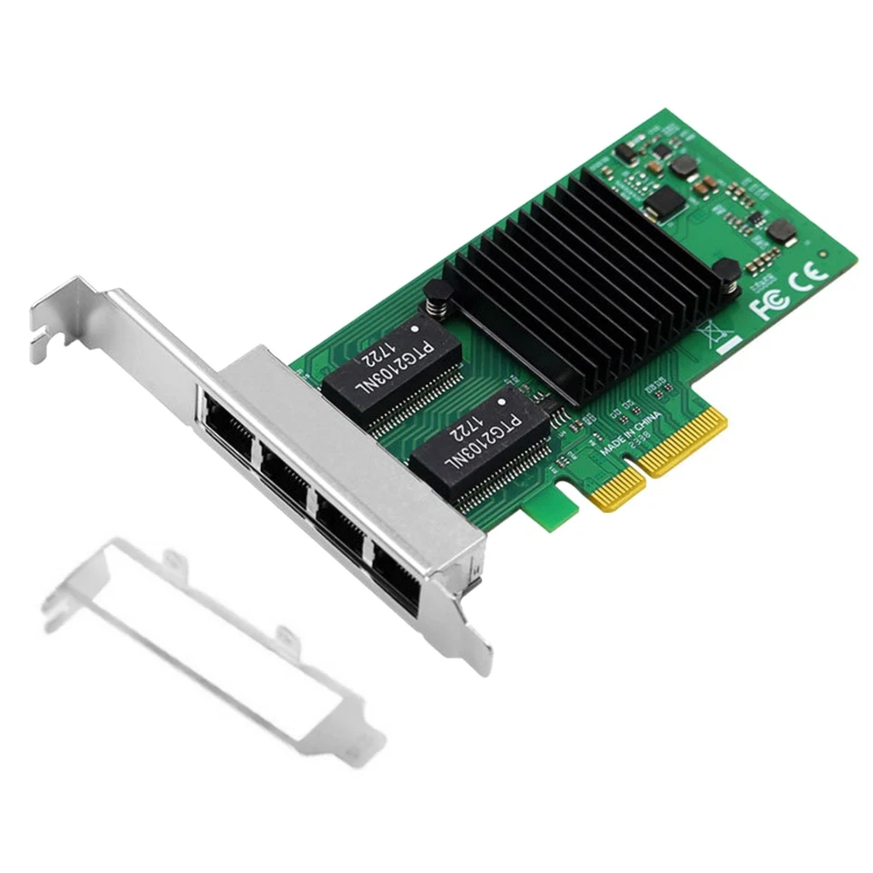 4 RJ45 Port PCI-E Gigabit Ethernet Card Adapter Accessories Low Profile Bracket - Image 4 of 4