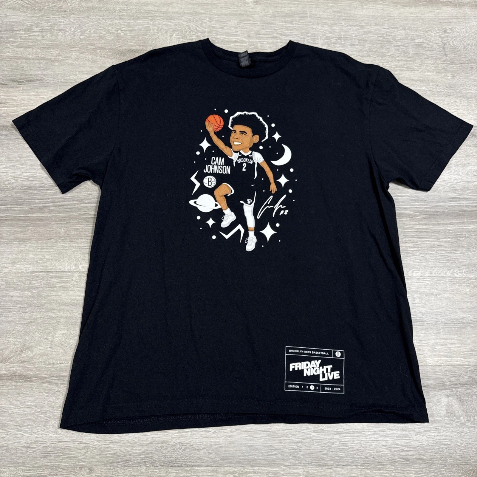 Cam Johnson Shirt Brooklyn Nets Basketball  Men’s Black Top XL