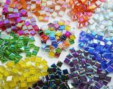 1100pcs 10 Colors Iridescent Mosaic Tiles for Crafts Bulk, 2.2lbs Crystal Gla...