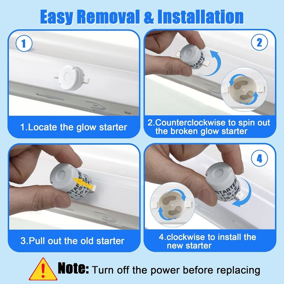 Fluorescent Starter FS-2 FS-5 4-40W T8 Preheat Lamps Indoor 10-Pack Long Life - Image 4 of 4