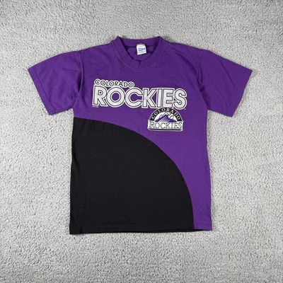 Vintage 1994 Colorado Rockies T-Shirt Medium MLB Baseball Salem Tag Purple Black