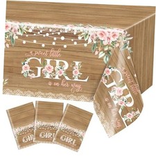 pcs Girl Baby Shower Tablecloth Rustic Girl Baby Shower Party 108 x 54 inches 3