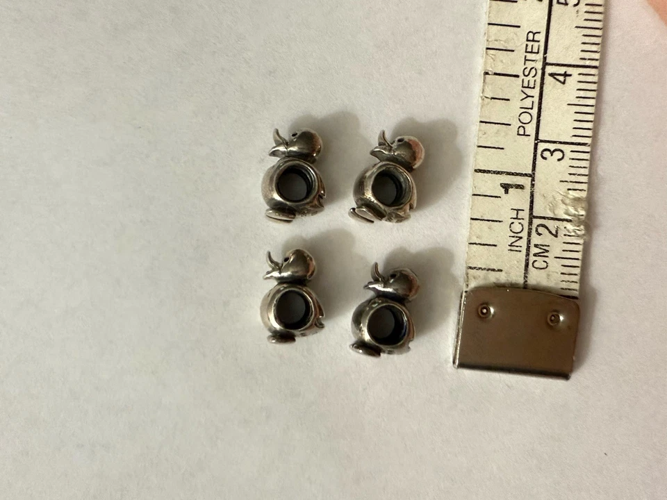 CHAMILIA  4 Ducks Sterling Silver 925 Lot Bracelet Beads Cham Duck Ducky Jeep - Image 2 of 4