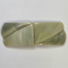 Vintage Signed Germany Art Deco Old Plastic Carved Celluloid Dress Belt Buckle