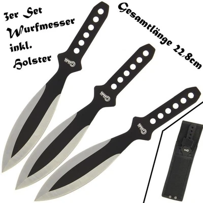 EA SPORTING NEU Wurfmesser 3er Set Kunai + Holster für Sammler Ninja Samurai Fans Sport NEW