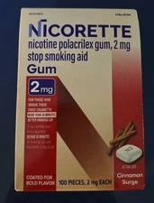 Nicorette Nicotine Gum 2MG Cinnamon Surge 100 Pcs - EXP 12/2027-05/2028