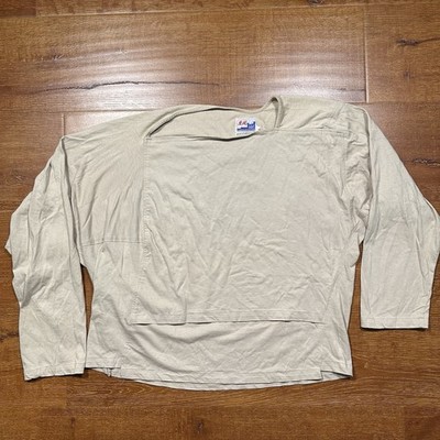 Vintage Vivienne Tam East Wind Code Oversized Top Women M Beige 3/4 Sleeve Shirt