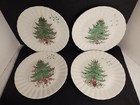 Vintage Blue Ridge Pottery Christmas Tree & Mistletoe Dinner Plate Set of 4