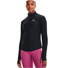 NWT Under Armour Womens UA Mileage Zip Running Shirt Black XL 60 Heat Gear