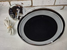 8" Arm Round LED Lighted Wall Mount Make-up Mirror - Chrome. New No Box Plug In