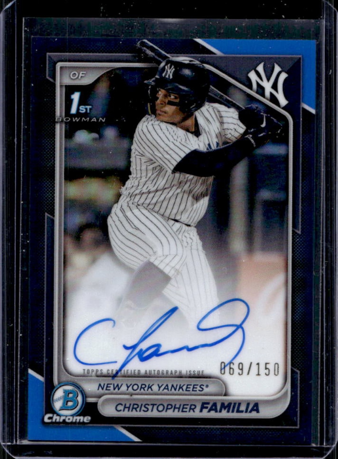 2024 Bowman Chrome Christopher Familia Auto Blue Refractor 1st #/150 Yankees
