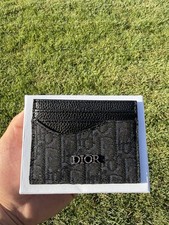 Dior Men's Black Monogram Leather Card Holder, Monogram Pattern Leather