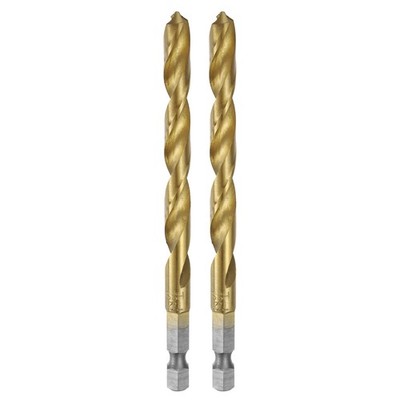 2pcs 1/4'' Hex Shank Twist Drill Bits 7.2mm Titanium Coated Jobber Drill Bit Gold