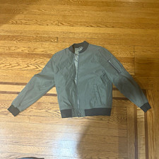 Abercrombie & Fitch Men's Quilted Bomber Jacket Green Slim Fit Full Zip S