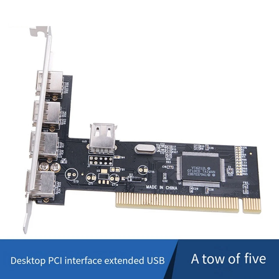 5 Ports PCI to USB 2.0 PCI Expansion Card Adapter Card 480Mbps Driver- PCI1371 - Image 2 of 4