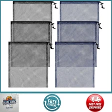 6PCS Mesh Drawstring Bags 13x15.5" Nylon Net Sack for Diving Swimming Sports