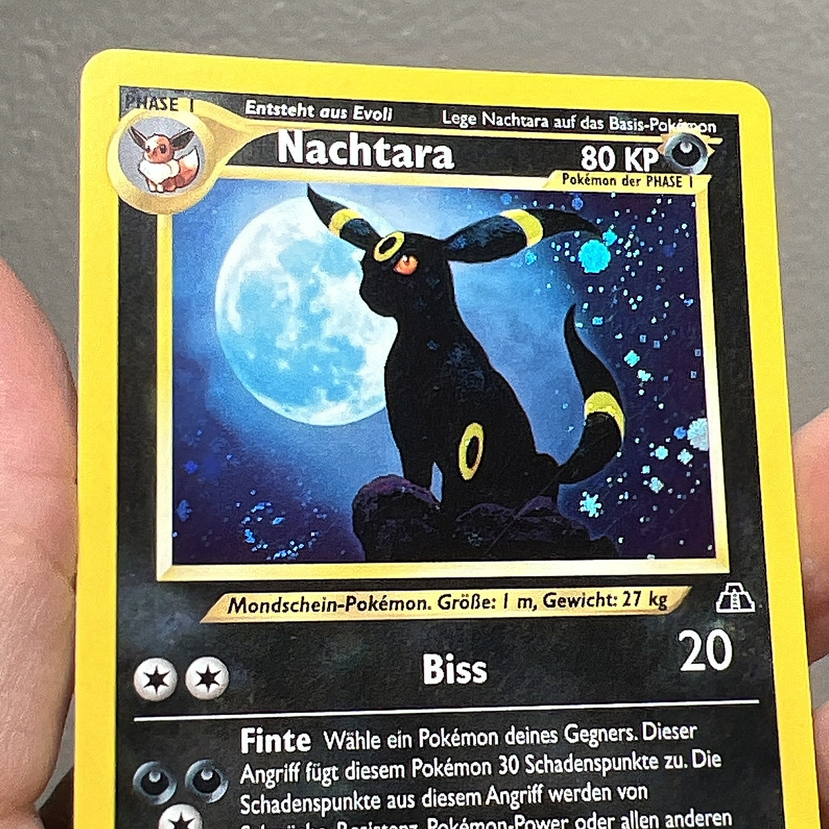 Umbreon Nachtara 13/75 GERMAN Neo Discovery Pokemon Holo Swirl NM