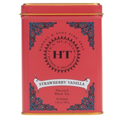 Harney & Sons Strawberry Vanilla, Flavored Black Tea, HT 20 Count (Pack of 1) 