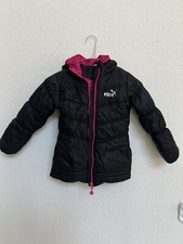 Puma Girl Puffer Hooded Jacket Pink/Black Size 5