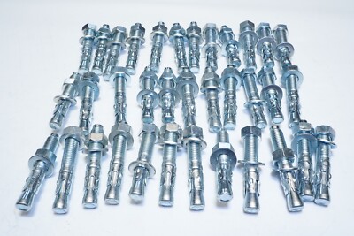 New Lot of 35 Wedge Anchor M16 x 100MM Carbon Steel Zinc Plated Ships FREE