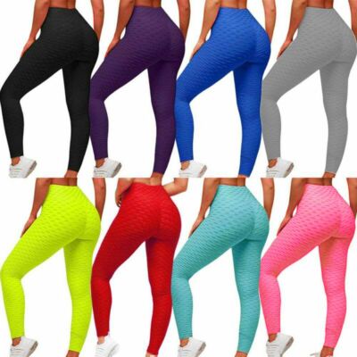 Damen Leggings Anti Cellulite Legins Kompression Yoga Hose Fitness Push Up Hüfte