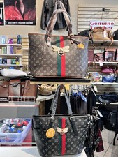 Striped Queen Bee Monogram Tote Bag