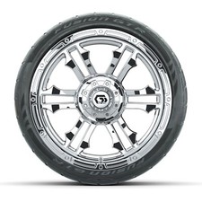 Set Of 4 Gtw 15 Shogun Chrome Golf Cart Wheels W 21540r15 Fusion Gtr Tires
