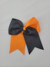 Large Cheer Sports Elastic Band Hair Bow Orange Black