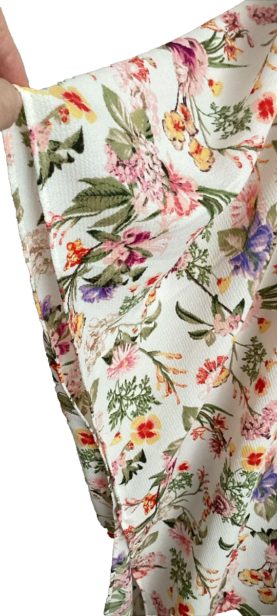 TIME AND TRU Ivory Floral Print Knee Length Layering Kimono TIME AND TRU Ivory Floral Print Knee Length Layering Kimono