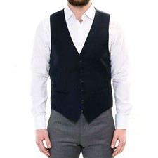 Gilet Panciotto Uomo Blu  Elegante Classico Smanicato Per Abito S M L XL XXL 